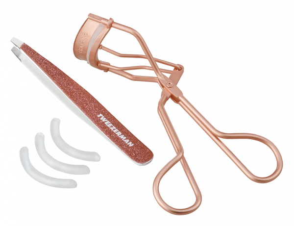Tweezerman GLAM UP dárková sada - kleštičky a růžová třpytivá pinzeta