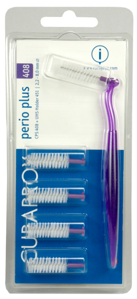 Curaprox CPS 408 perio plus mezizubní kartáčky, tmavě fialové, 5 ks + držák
