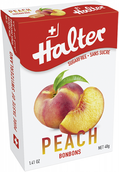 Halter Broskev (Peach), bonbóny bez cukru, 40 g