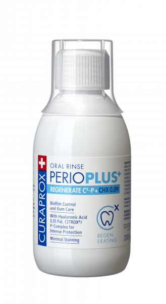 Curaprox Perio Plus+ Regenerate ústní voda (0,09% CHX + HA), 200 ml