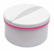 Dóza pro zubní náhrady se sítkem, bílo-růžová