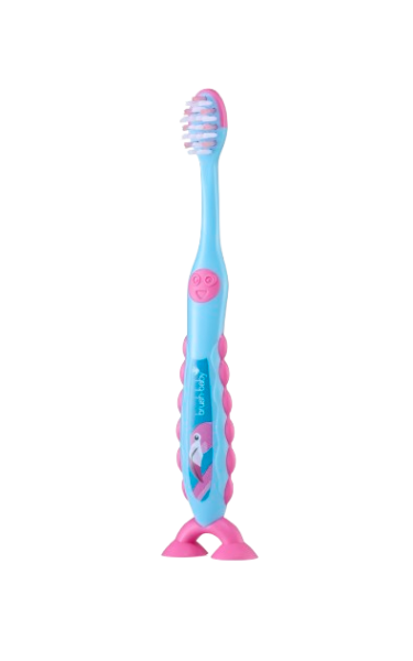Brush-baby Flamingo FlossBrush™, dětský zubní kartáček s plameňáky, 2 ks, 3-6 let