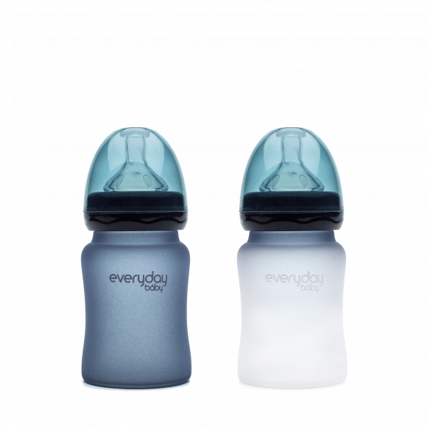 Everyday Baby skleněná láhev s termo senzorem, 150 ml, tmavě modrá
