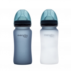 Everyday Baby skleněná láhev s termo senzorem, 240 ml, tmavě modrá