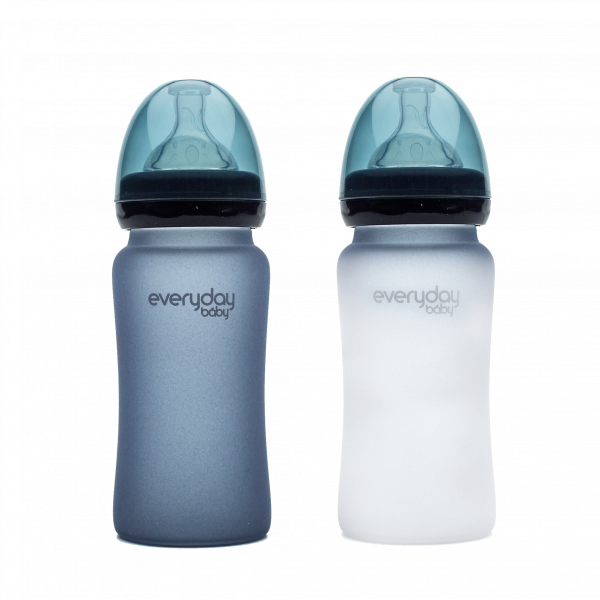 Everyday Baby skleněná láhev s termo senzorem, 240 ml, tmavě modrá