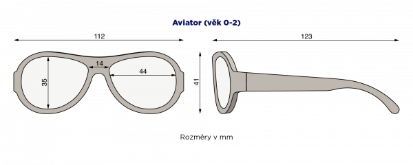 BABIATORS Original Aviator sluneční brýle, šedé, 0-2 roky