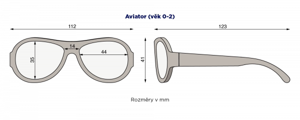 BABIATORS Original Aviator sluneční brýle, šedé, 0-2 roky