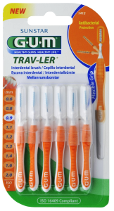 GUM TRAV-LER mezizubní kartáček s chlorhexidinem, cylindrický, ISO 2, 0,9 mm, 6 ks