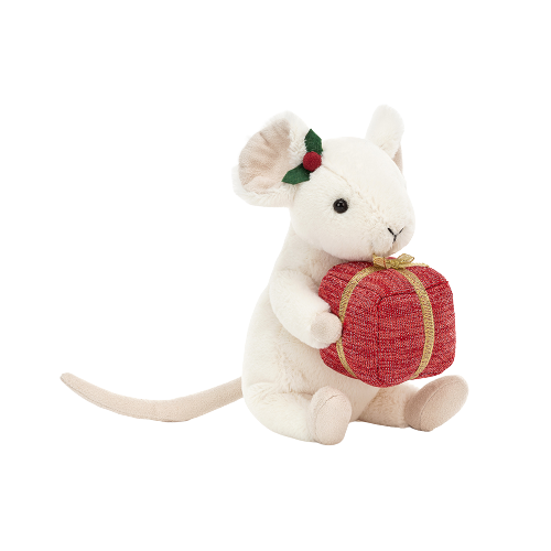 Jellycat vánoční myška s dárkem