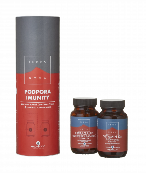Terranova Podpora imunity DUO PACK (Kozinec blanitý, černý bez a česnek + vitamin D3 komplex)