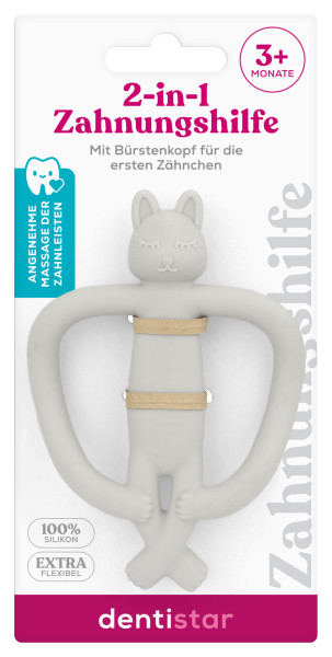 Dentistar 2-in-1 Teething Aid, kousátko kočička, 1 ks