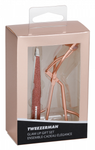 Tweezerman GLAM UP dárková sada - kleštičky a růžová třpytivá pinzeta
