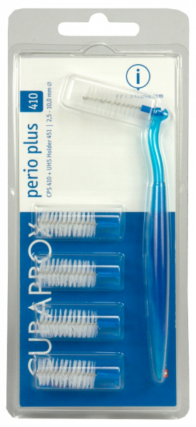 Curaprox CPS 410 perio plus mezizubní kartáčky, tmavě modré, 5 ks + držák