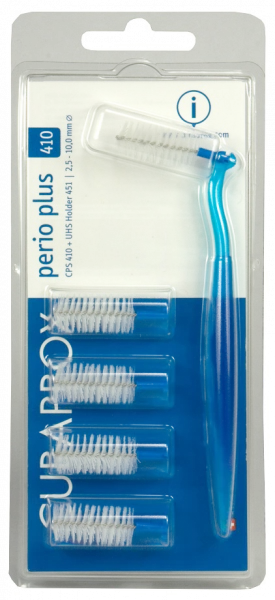 Curaprox CPS 410 perio plus mezizubní kartáčky, tmavě modré, 5 ks + držák
