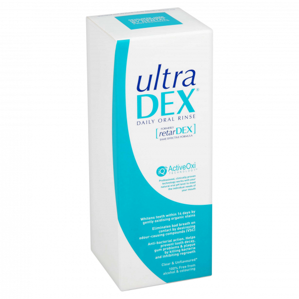 UltraDEX ústní voda (výplach) proti špatnému dechu s fluoridy, 250 ml