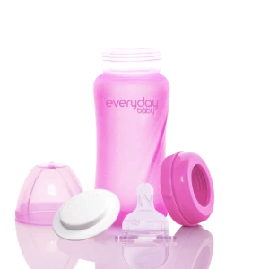 Everyday Baby skleněná láhev s termo senzorem 240 ml, Pink