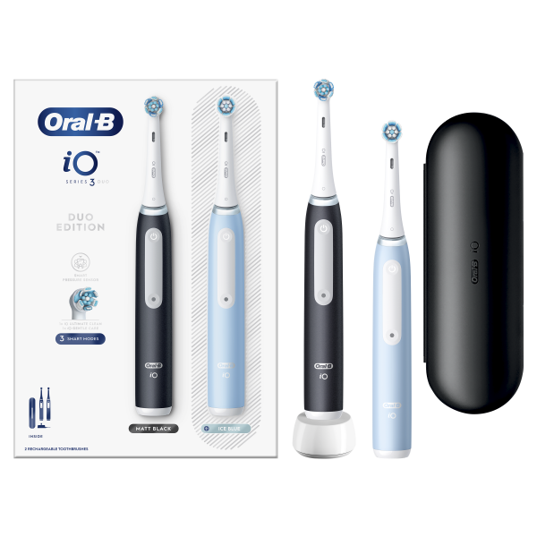 Oral-B iO Series 3 Matt Black/Ice Blue Duo elektrický zubní kartáček