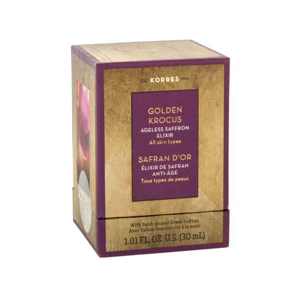 KORRES GOLDEN KROCUS Ageless Saffron Elixir Serum – šafránový elixír proti stárnutí pleti, 30 ml