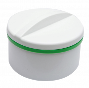 Dóza pro zubní náhrady se sítkem, bílo-zelená