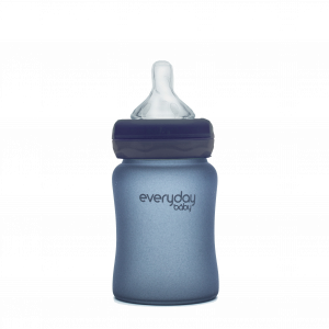 Everyday Baby skleněná láhev s termo senzorem, 150 ml, tmavě modrá