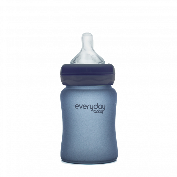 Everyday Baby skleněná láhev s termo senzorem, 150 ml, tmavě modrá