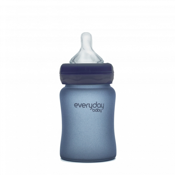 Everyday Baby skleněná láhev s termo senzorem, 150 ml, tmavě modrá