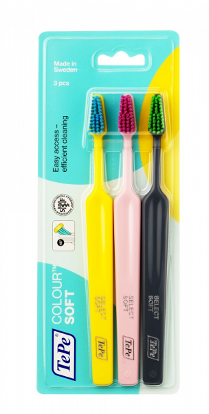 TePe Select Colour soft, sada zubních kartáčků, 2+1 zdarma