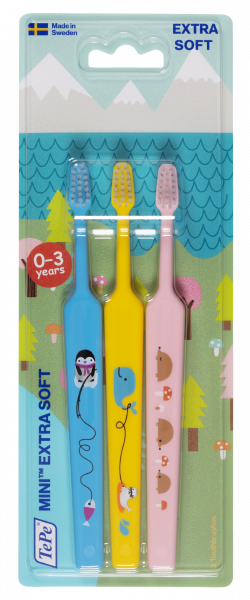 TePe Mini x-soft, zubní kartáčky pro nejmenší, 2+1 zdarma