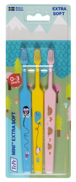 TePe Mini x-soft, zubní kartáčky pro nejmenší, 2+1 zdarma