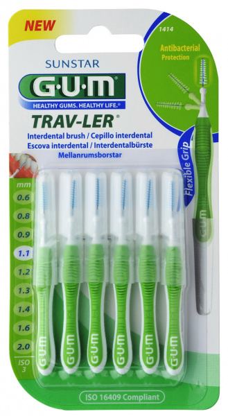 GUM TRAV-LER mezizubní kartáček s chlorhexidinem, kónický, 1,1 mm, 6 ks