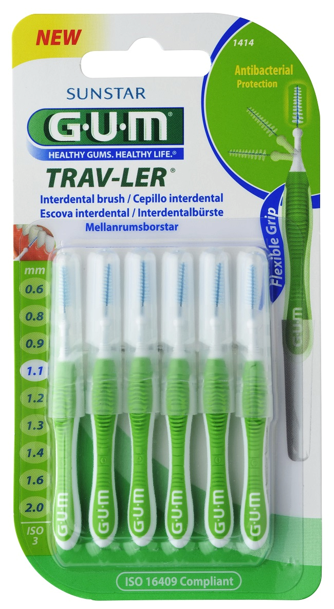 GUM TRAV-LER mezizubní kartáček s chlorhexidinem, kónický, ISO 3, 1,1 mm, 6 ks