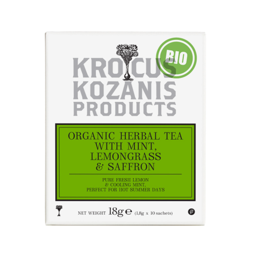 Krocus Kozanis SAFFRON Tea - BIO bylinný čaj s mátou, citronovou trávou a šafránem
