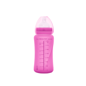 Everyday Baby skleněná láhev s termo senzorem 240 ml, Pink