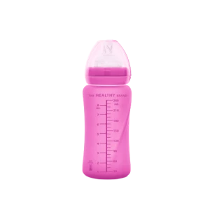 Everyday Baby skleněná láhev s termo senzorem 240 ml, Pink