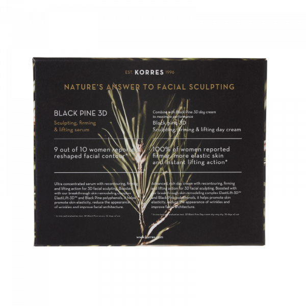 KORRES Black Pine 3D dárková sada – pleťové sérum 30 ml a cestovní denní krém pro normální až suchou pleť