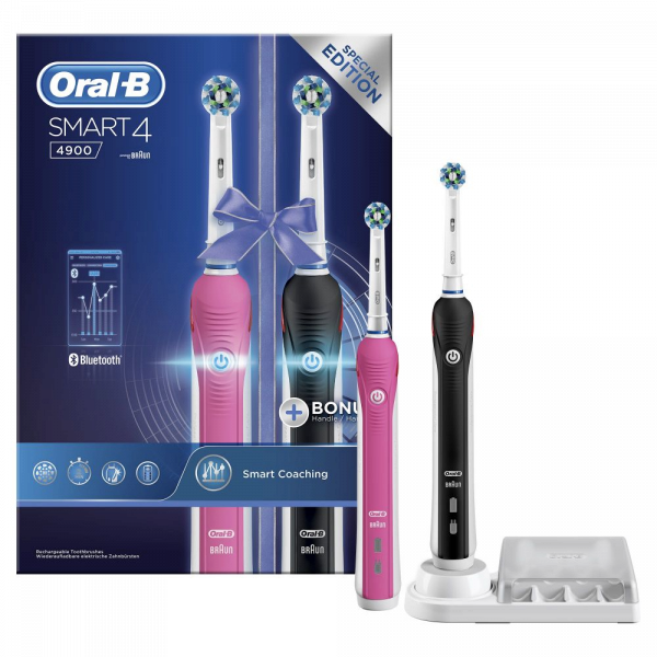 Oral-B SMART 4 4900 elektrický kartáček, 2 těla (růžové a černé)