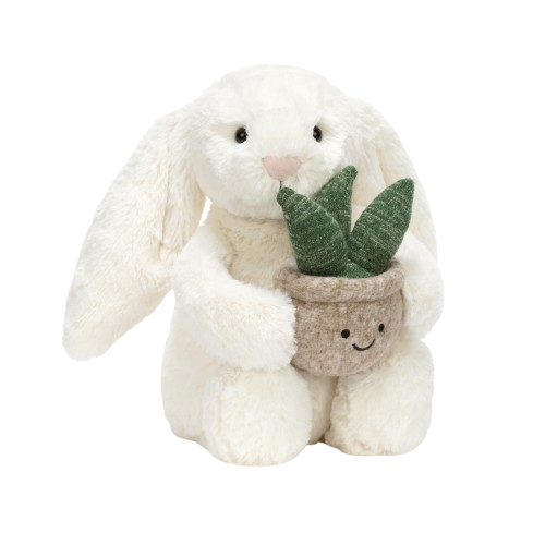 Jellycat Krémový králíček s květinou