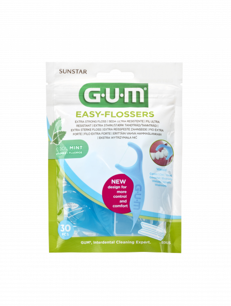 GUM Easy-Flossers Cool Mint, 30 ks + cestovní pouzdro