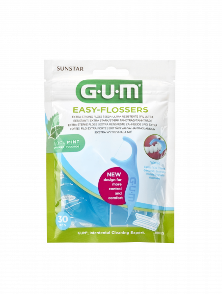 GUM Easy-Flossers Cool Mint, 30 ks + cestovní pouzdro