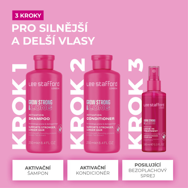 Lee Stafford Grow Strong & Long Activation Shampoo, Šampon pro růst a objem vlasů, 250 ml
