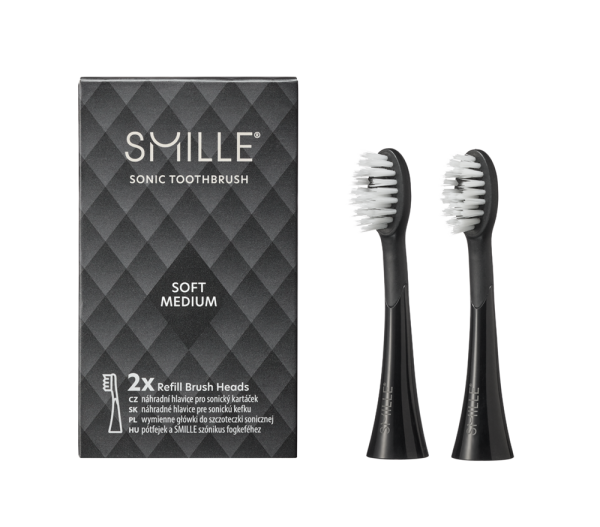 SMILLE Sonic Brush, náhradní hlavice, černá, 2ks