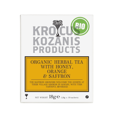 Krocus Kozanis TRADITIONAL Saffron Tea - BIO bylinný čaj s medem, pomerančem a šafránem