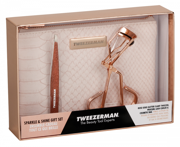 Tweezerman SPARKLE & SHINE Set kleštičky a pinzeta ve světle růžové taštičce