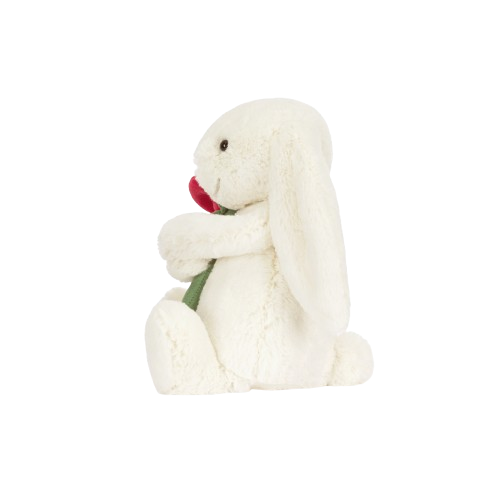 Jellycat Krémový králíček s růžičkou