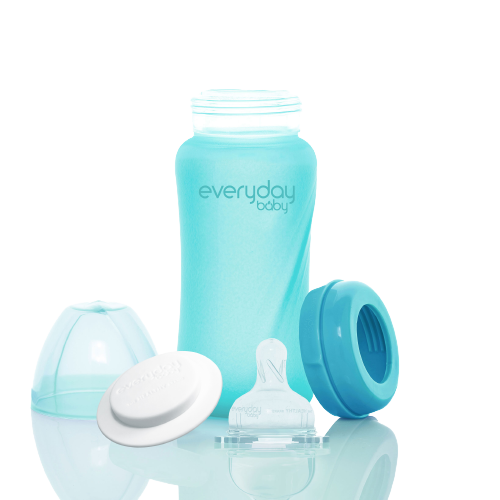 Everyday Baby skleněná láhev s termo senzorem 240 ml, Turquoise