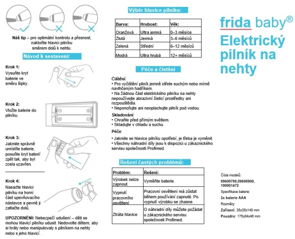 Frida Baby elektrický pilník na dětské nehty