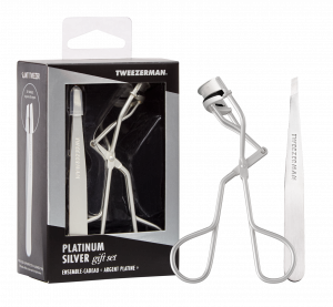 Tweezerman Platinum Silver sada - kleštičky na řasy a pinzeta platinum