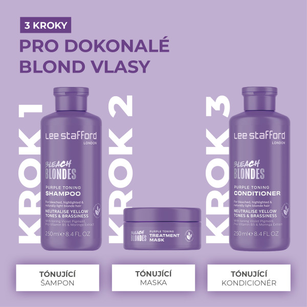 Lee Stafford Bleach Blondes Purple Toning kondicionér s fialovým pigmentem, 250 ml