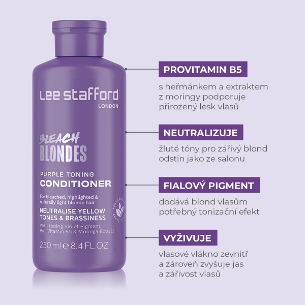 Lee Stafford Bleach Blondes Purple Toning kondicionér s fialovým pigmentem, 250 ml