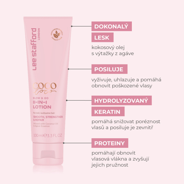 Lee Stafford CoCo LoCo Blow & Go 11 in 1 Lotion vyživující mléko na vlasy, 100 ml